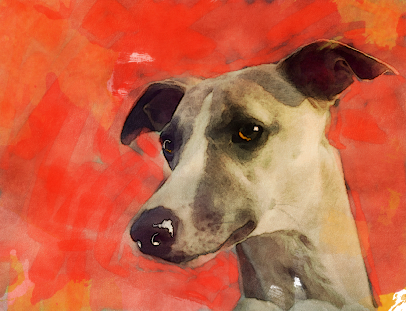 Watercolor digital whippet