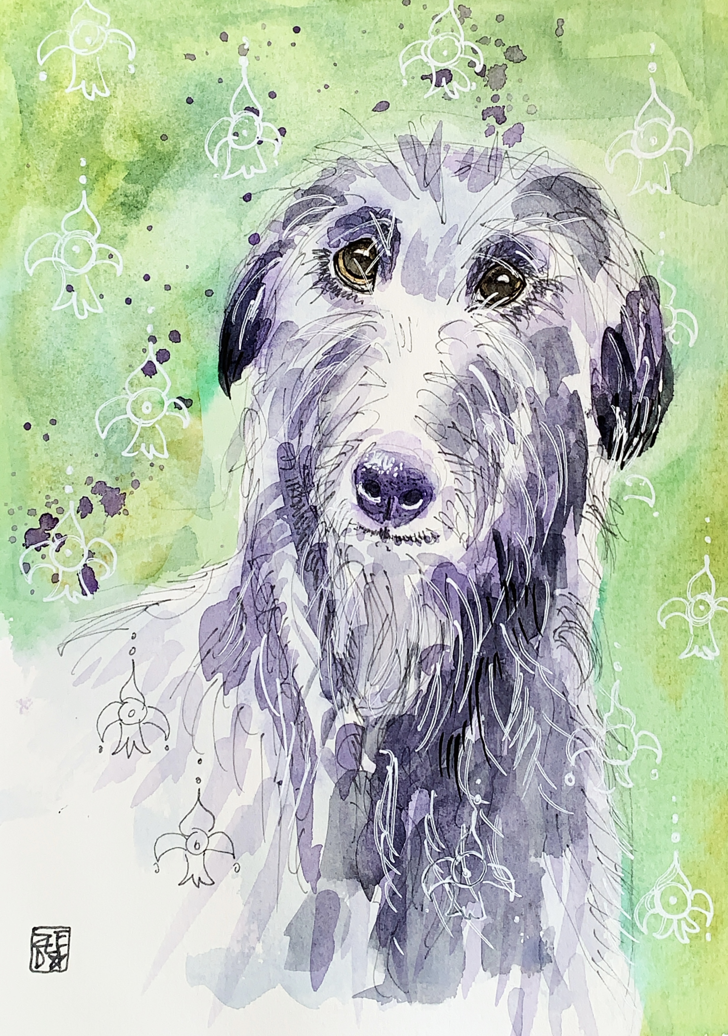 Scottish deerhound watercolor