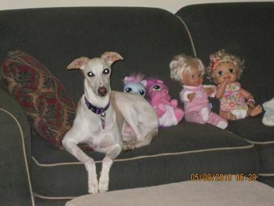 Ollie playing dolls with our daughter